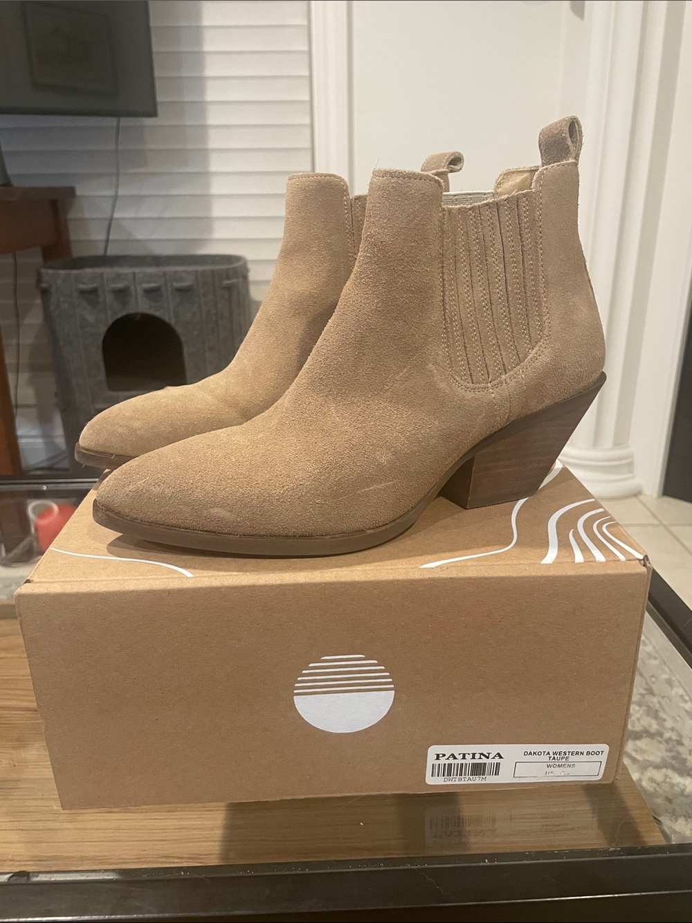 Dakota Suede Chelsea Western Bootie in Taupe